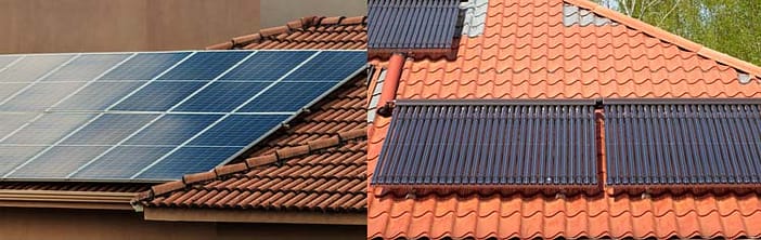 Photovoltaik-vs-Solarthermie-auf-dem-Dach PV-Module vs. Solarthermie-Kollektoren
