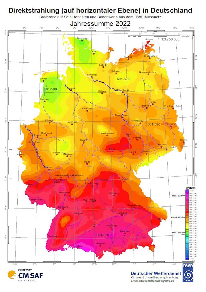 Direkte Strahlung in Deutschland Direkte Strahlung in Deutschland