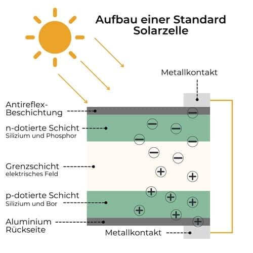 Aufbau Standard-Solarzelle