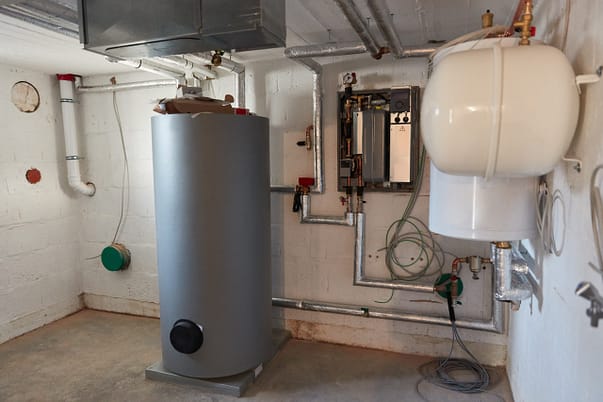 Luftwärmepumpe Altbau Inneneinheit einer Luftwärmepumpe im Altbau-Keller