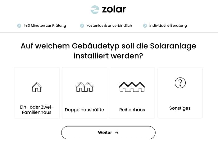 Online Konfigurator von Zolar