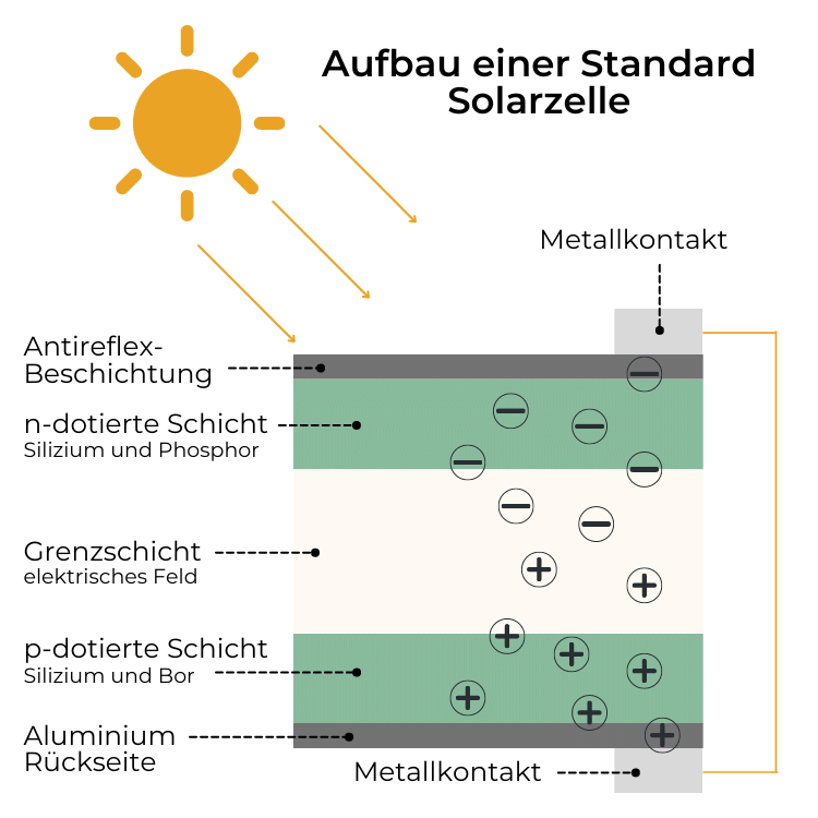 Aufbau einer standard Solarzelle